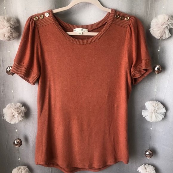 Another Reason Rust Short Sleeve Sweater - Picture 1 of 3